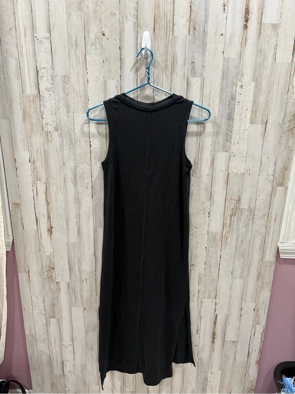 Lululemon All Yours Tank Maxi Dress Black Side Slits Cotton Blend Athleisure